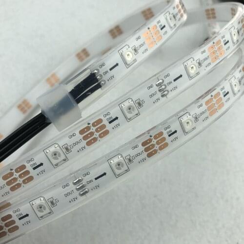 5m 30LEDs/m DC12V addressable SK6812 led pixel,IP68,30pixels;WHITE PCB,IP68;epoxy resin filled in tube;2m long 13.5mm pigtials