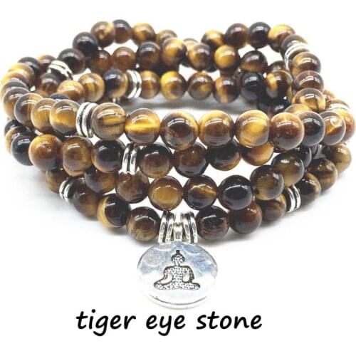 Beadztalk High Quality Natural Tiger eye Stone Beaded Bracelet Mala and Yoga Necklace For Women or Wen Hot Sale Jewelry