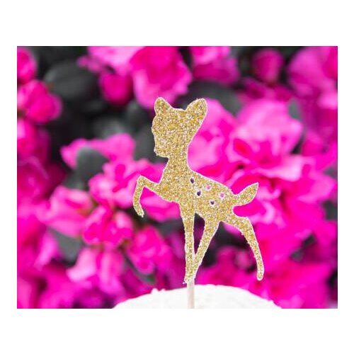 Glitter Baby Deer forest woodland birthday cupcake toppers baby shower wedding engagement doughnut food treats toothpicks