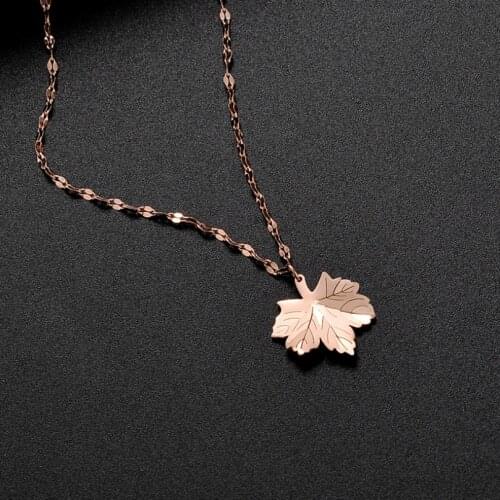 316L Stainless Steel Simple Leaves Pendant Charms Chain Choker Necklace For Women Fashion Fine Jewelry Party Gifts SAN547