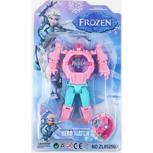 Disney Frozen Childrens watches Cartoon Deformation Projection Toy School Student Electronic Robot kids Watch birthday gifts