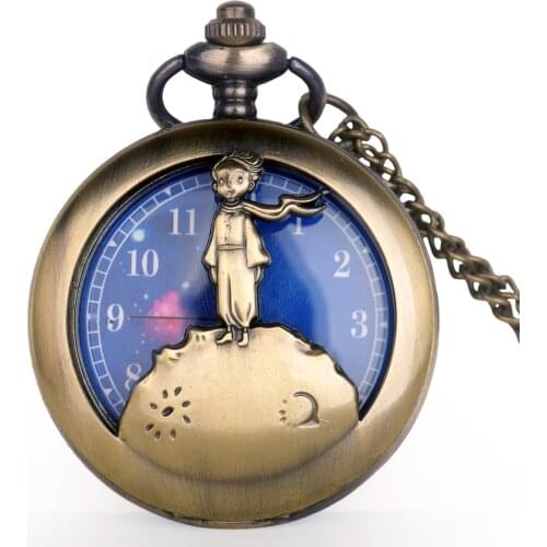 Best Selling Retro Antique Bronze Movie Theme Quartz Pocket Watch Vintage Clock With Fob Chain For Children CF1055