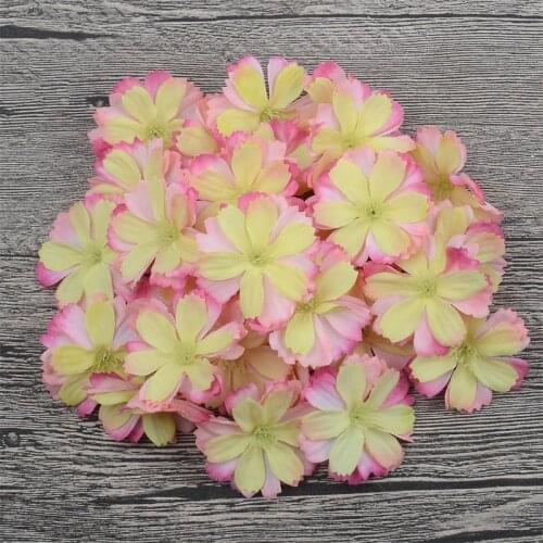 50pcs 4cm Cheap Daisy Artificial Silk Rose Flower Head For Wedding Home Decoration DIY Garland Accessories Craft Fake Flower
