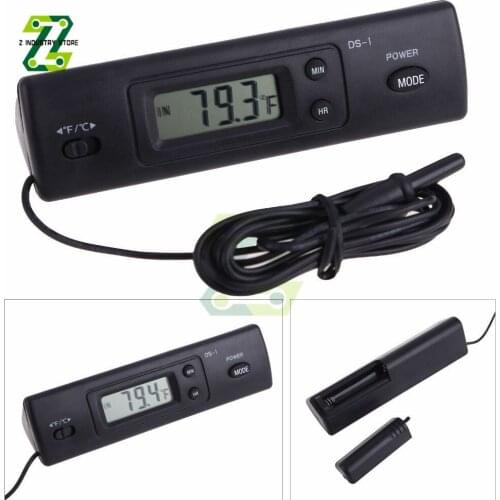 DS-1 Car Thermometer LCD Display Clock Temperature Sensor Controller Indoor Outdoor Thermostat With Probe For Car