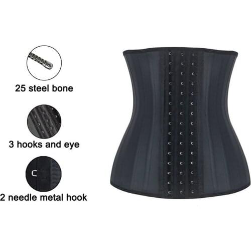 Taille formateur Cincher Corset Abdomen minceur ceinture minceur Corset et Corset 25 acier os caoutchouc 100% Latex bouton Sexy