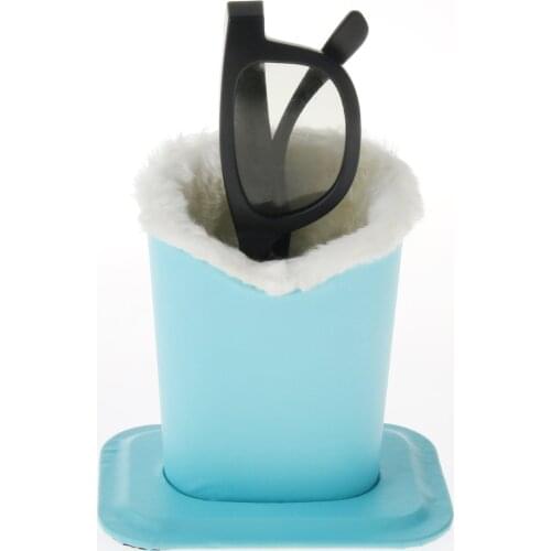 Elegant Blue Plush Lined Glasses Desk Holder Eyeglasses Stand Organizer