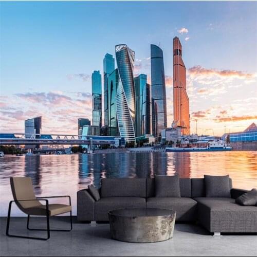 Wellyu European high-definition modern harbour city landscape background custom large mural green wallpaper papel de parede