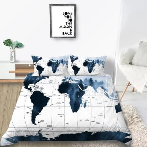 Thumbedding Map Print Bedding Set King Size Geography Duvet Cover Hot Selling Queen Twin Full Single Double Unique Soft Bed Set