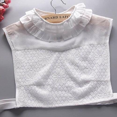 Half Lapel Blouse Bluz Women Clothes Fake collar Accessories Embroidery Cute Dolls False Collar womens Decoration for Sweater