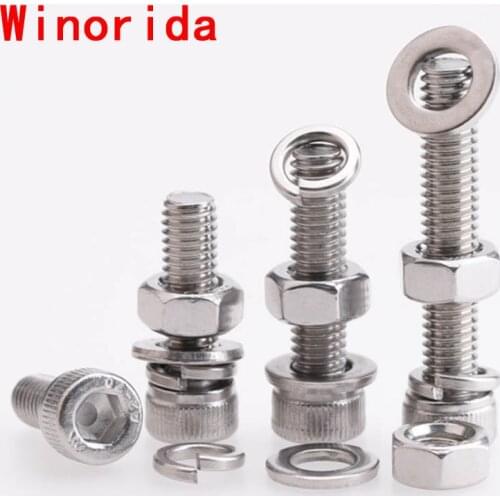 M8M10M12 Stainless Steel 304 Cup Head Hexagonal Bolt Nut Gasket Set Large Full Gasket Combination 10PCS