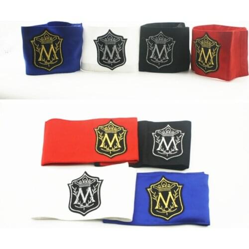 MJ In Memory Of Michael Jackson Classic M Letter Stitchwork MagicTape Red Black Punk Fashion Printing Arm-band Arm Warmers