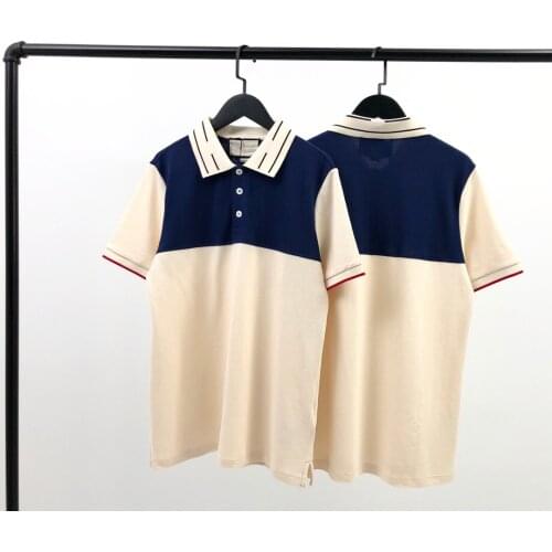 Mens Summer Casual Business Comfortable Soft Color Matching Simple POLO Shirt