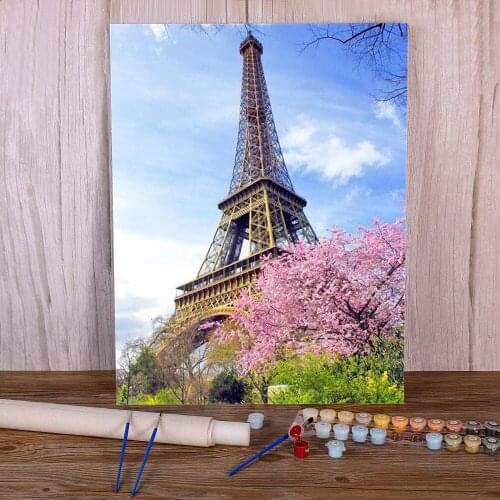 Landscape Paris Tower DIY Paint By Numbers Kit Oil Paints 50*70 Picture By Numbers Photo Home Decor For Adults For Handiwork