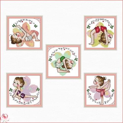 Yoga Doll Printied Cross Stitch Kit Pattern Traditional Embroidery Kit 11CT 14CT DIY Handmade Needlework Home Decoration Craft