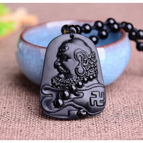 Natural Obsidian Bodhi Damour Pendant Jewelry Fine Jewelry Exorcise evil spirits Lucky and safe Crystal Necklace Pendant