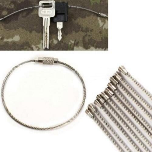 New 10 pcs/lot Stainless Key Ring for Outdoor Steel Wire Keychain Cable For Outdoor Hiking