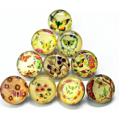 Newest 12pcs/lot glass insect 18mm butterfly snap buttons leather clasp snap button bracelet snap Bangles jewelry