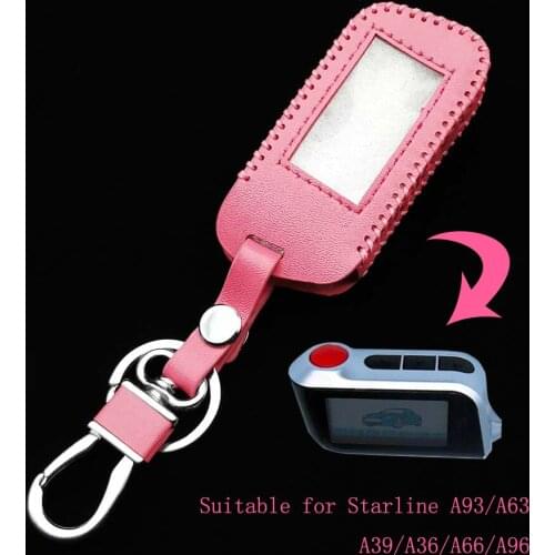 New A93 Leather Case For Starline A93 A63 Car alarm Remote Controller LCD Keychain Cover