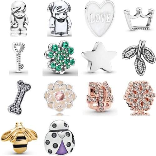 NEW 2021 100% 925 Sterling Silver Beach Fish Shell Charms Clear CZ Floating Heart Locket Floating Fit Pendant Original Jewelry