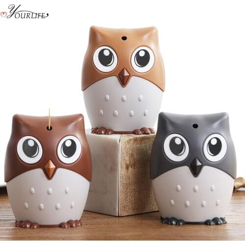 OYOURLIFE Cute Cartoon Owl Toothpick Holder Desktop Automatic Toothpick Dispenser Tooth Pick Container Family Bar Accessories