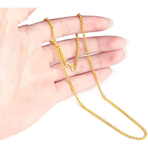 Real 18K Solid Gold Rope Chain Necklace Women 16" 18" GUARANTEED 18KT PURE GOLD 1.7mm Spring Clasp Mother Gift