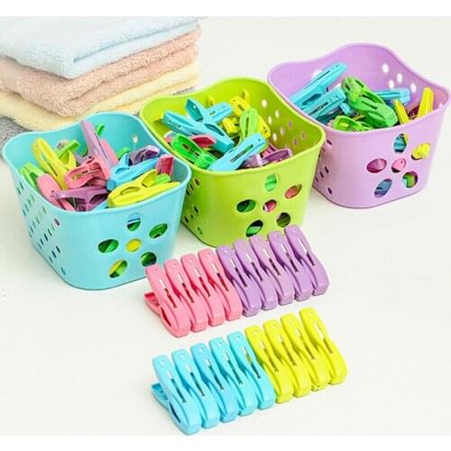 Plastic Clothes Pegs Laundry Clothespin Storage Organizer Quilt Towel Clips Large Spring With Basket Pegs Travel Accessories