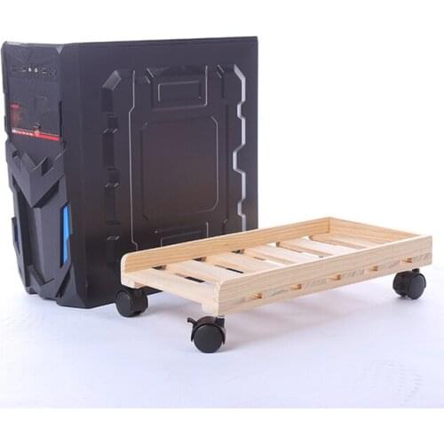 High-quality Heat dissipation Soild Wood Computer CPU Stand with Wheels for Computer Cases PC Towers CPU Holder Home decoration
