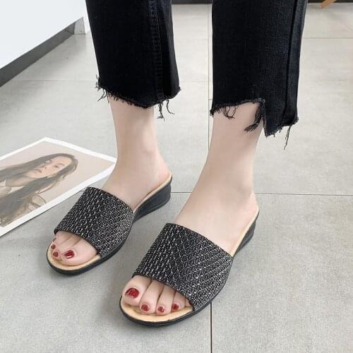 Womens High Heels Sandal Thick Bottom Casual Shoes Ladies Leisure Summer Wedges Sandals Woman Shoes Women Platform Mules Slipper