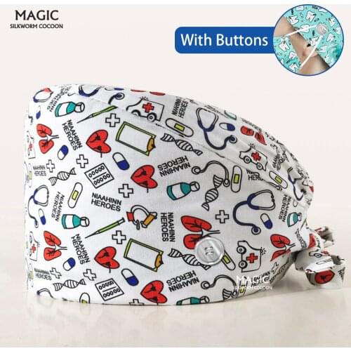 Multicolor Surgical doctor cap clinical operating room hats Pet clinic nurse hospital working cap medical hat cotton with button