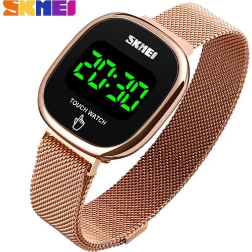 SKMEI Fashion LED Digital Watch Women Creative Magnetic Buckle Ladies Wristwatches Waterproof Mesh Band Chic Party Watch 1589
