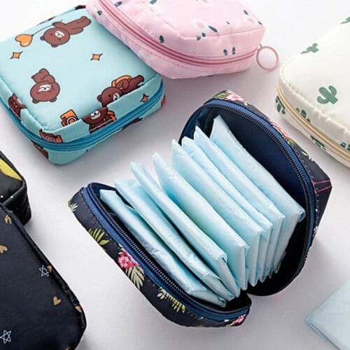 Women Tampon Storage Bag Sanitary Pad Pouch Napkin Coin Cosmetic Bags Organizer Ladies Makeup Bag Girls Tampon Storage Holder