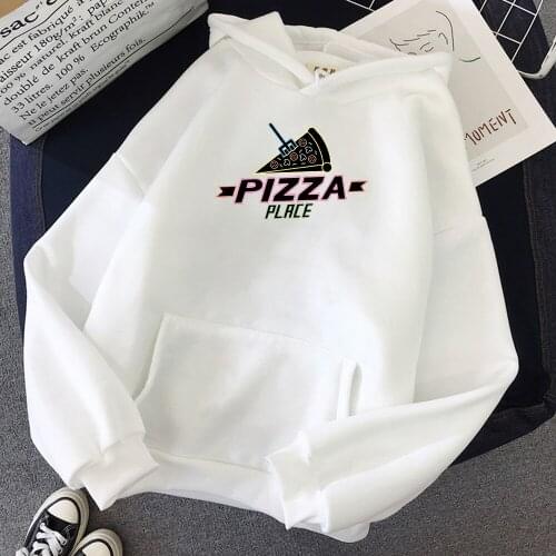 PIZZA Place Letter Print Cartoon Winter Punk Sweatshirt Kawaii Streetwear Harajuku Hoodies Women Europe and America Hoody Ladies