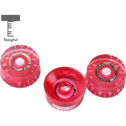 Tooyful Acrylic Red Round Speed Control Knob for Electric Guitar White Numeral Trim