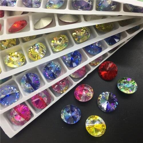 TopStone 12mm 14mm Round Crystal Fancy Stone K9 Glass Rivoli Lazer for Jewelry Making