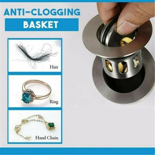 Wash Basin Bounce Drain Filter Stainless Steel Sink Drain Vanity Stopper Bathtub Hair Catcher Bathroom Accessories