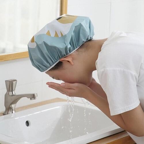 Waterproof Cartoon Shower Bath Cap Protective Bathroom Hat Accessories