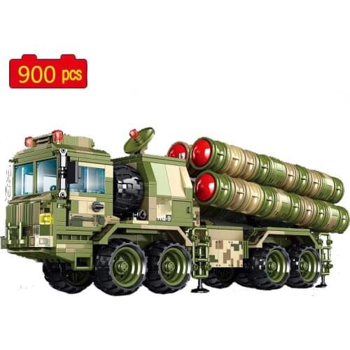 Military Series WWII HQ-9 Ground to air Defense Armored Vehicle Weapon DIY Model Building Blocks Bricks Toys Gifts