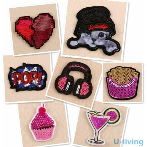 1pcs Mixture Patch for Clothing Iron on Sequined Sew Applique Cute Patch Fabric Badge Garment DIY Apparel Accessories DK-686