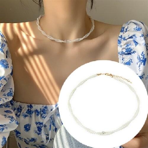 Korean Version Of Necklace 2021 Fashion New Temperament Fairy Crystal Pearl Double Necklace Women Wholesale Bijoux Femme