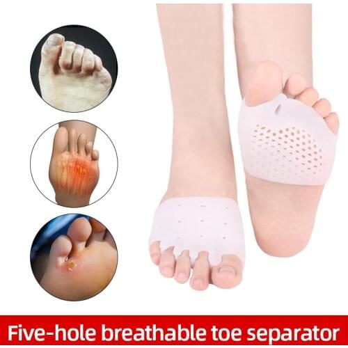 1pair Five-Hole Forefoot Pad Toe Corrector Breathable 1-2-3-4-5 Toe Separator hallux Valgus Bunions Pain Relief Feet Care Tool
