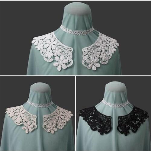 1 Pair Embroidery Cotton Lace Fabric Neckline Collar Trim Craft Ribbon DIY Sewing Collar Guipure Applique Wedding Decor
