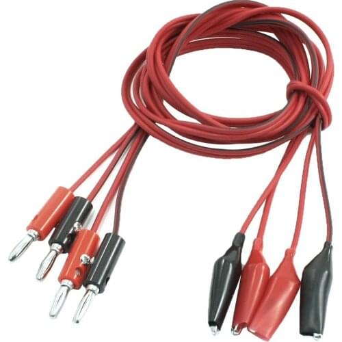 2 Pair Alligator Test Lead Clip to Male Banana Plug Cord Cable 1M Red+Black
