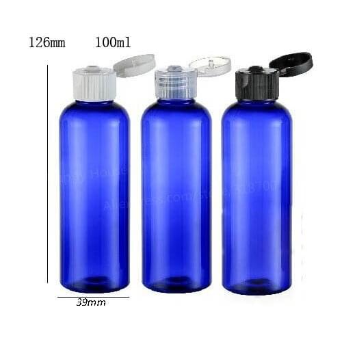 24 x 100ml Empty Cobalt Blue PET Cream Bottle With FilpTop Cap 100cc Plastic Shampoo and Cosmetic Packaging