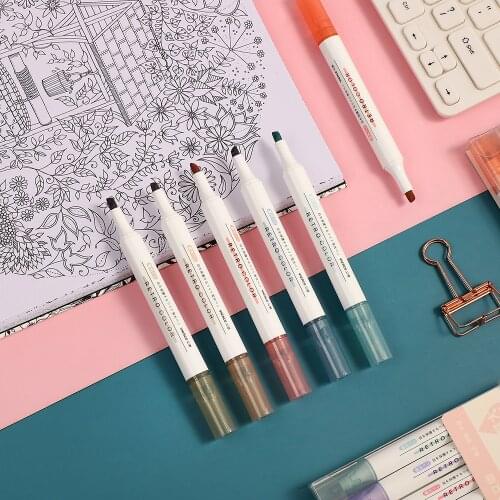 6pcs/set Cute Morandi Highlighter Pen High Quality Creativity Fluorescent Pen Journal Pens Marker Pen Art Supplies
