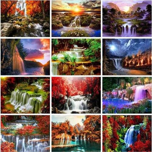 5D DIY Diamond Painting Landscape Diamond Embroidery Waterfall Full Square Drill Cross Stitch Kit Home Decoration