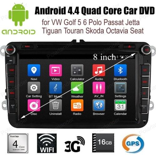 Android4.4 Car DVD For VW Golf 5 6 Polo Passat Jetta Tiguan Touran Skoda Octavia Seat Quad Core wifi 3G GPS radio