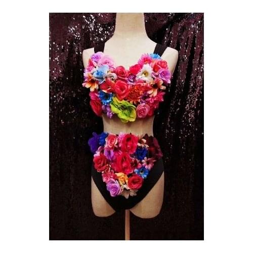 Flower singer dancer stage wears Modern stage costume fashion clothing performance clothes