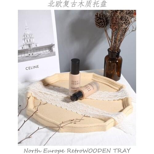 European style retro do old lignin green tray jewelry plate home stay decoration INS wind photography photography props