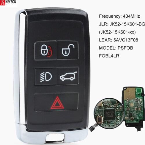 Keyecu Smart Remote Key 5 Button 434MHz Fob for Land Rover Velar Range Discovery 2017 2018 2019 2020 PSFOB / FOBL4LR
