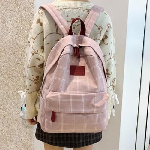 Plaid Women Backpack Student Cute School Bag Rucksack Female Mochilas Feminina School Bags For Teenage Girs Canvas Bag